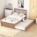 Twin Size Wooden Platform Bed Frame with Trundle Bed & Headboard