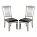 Set of 2 Padded Fabric Seat Side Chairs in Antique White and Gray