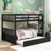 Twin/Full Size Bunk Bed with Trundle, Convertible to 2 Platform Bed