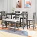 6-Piece Dining Set With Counter Height Table with Shelf And 4 Chairs And 1 Bench