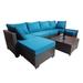 7-piece Patio Waterproof Furniture Set Garden Metal Frame Couch Outdoor Rattan Wicker Cushioned Sofa Sets with Coffee Table