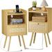 Nightstands Set of 2 with PE Rattan Drawers