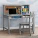 Kids' Wood Desk with Hutch and Chair - Includes Cork Bulletin Board, Cubbies and Cutouts for Cords and Wires