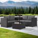 SANSTAR 4-Piece Patio Rattan Sectional Sofa Set with Storage Box and Glass Coffee Table