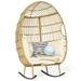 Moasis 40" Wide Outdoor Patio Wicker Egg Chair with Upholsteted Cushions and Coffee Side Table&Ottoman
