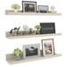 24 Inch Floating Shelves for Wall, Creamy White Beige Wood-Grain Wooden Shelf Ledge for Living Room Nursery Bedroom Picture