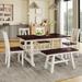 6-Piece Wood Dining Table Set Kitchen Table Set with Long Bench and 4 Dining Chairs, Farmhouse Style
