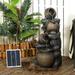 Outsunny 28.3" Tall Solar Powered Outdoor Water Fountain, 4-Tier Floor Standing Resin Cascading Jars and Stacked Stones