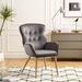 Accent Chair Modern Tufted Button Wingback Vanity Chair with Arms Upholstered Tall Back Desk Chair with Metal Legs