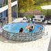 Outsunny 14' x 33" Round Above Ground Swimming Pool, Steel Frame Pool with Cartridge Filter Pump and Repair Patch, Gray Brick