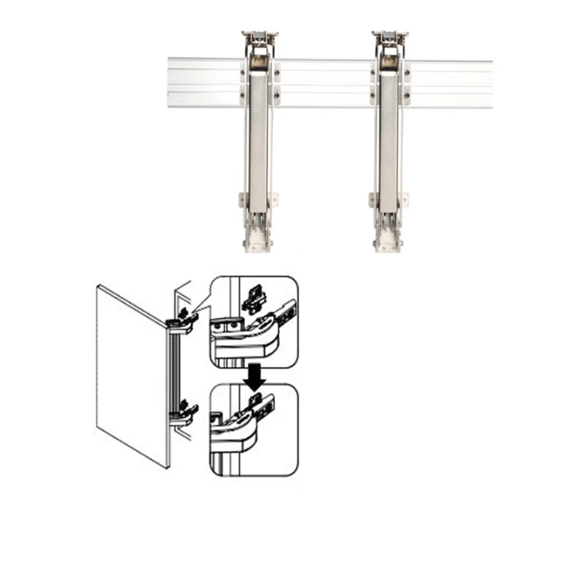 Schranksystem, Busstür, seitliches Scharnier, Kleiderschrank, versteckte Falttürschiene, geräuschlose Gleitschiene, seitliche Öffnung, Türscharnier Image