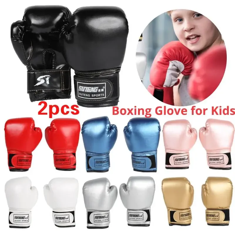 2 stücke Boxtraining Kampf handschuhe Pu Leder Kinder atmungsaktiv Muay Thai Sparring Stanzen Karate Kickboxen Kinder Sport handschuh Image
