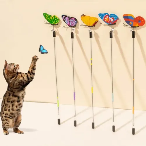 Katzen spielzeug Schmetterlings spielzeug für Katzen Stick einziehbare Katzen Spielzeug Sticks