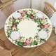 Flower Round Tablecloth Fitted Elastic Edged Green Leaves Waterproof Reusable Table Cover for