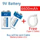 2pcs/lot 9V 6600mAh li-ion Rechargeable battery Type-C USB Batteries 9V lithium for Multimeter