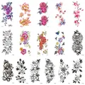 16Pcs/Set Waterproof Temporary Fake Tattoos Sticker Water Transfer Decals Colored Black White Flower