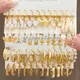 24 Stück Boho Big Circle Creolen Set für Frauen Gold Farbe Böhmen Vintage Perle Ohrring Herz Zirkon