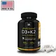 Vitamin K2 + D3 capsules with organic coconut oil for 2-in-1 nutritional support