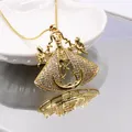 Gold Plated Our Lady of Aparecida CZ Zirconia Pendant Necklace Copper Box Chain Necklace Catholic