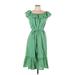 GiGio Casual Dress - Party: Green Solid Dresses - Women's Size Large