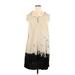 Go Silk Casual Dress - Shift: Ivory Print Dresses - Women's Size X-Large