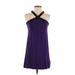 Express Casual Dress - A-Line High Neck Sleeveless: Purple Solid Dresses - Women's Size 2X-Small