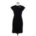 Nanette Lepore Casual Dress - Sheath Crew Neck Short sleeves: Black Solid Dresses - Women's Size 6