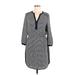 Banana Republic Casual Dress V Neck 3/4 sleeves: Gray Print Dresses - Women's Size 8