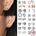 Boucles d'oreilles à tige en argent regardé 925 pour femme bijoux fantaisie coeur CZ cubique