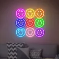 Lampe néon LED en polaire Happy Face enseignes au néon personnalisées décoration de chambre à