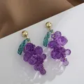 Boucle d'oreille goutte de raisin pour femme jolies perles violettes style coréen bijoux de fête