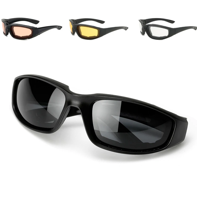 Lunettes de soleil pour moto, équitation en plein air, cyclisme, sport, vélo, monture noire, coupe-vent, équipements de moto, 4 couleurs