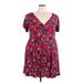 Torrid Casual Dress - A-Line V Neck Short sleeves: Red Print Dresses - Women's Size 4X Plus