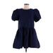 TCEC Casual Dress - A-Line Crew Neck Short sleeves: Blue Print Dresses - Women's Size Medium