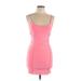 21 Saints Casual Dress - Bodycon Scoop Neck Sleeveless: Pink Solid Dresses - Women's Size Large