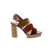 Tory Burch Heels: Burgundy Solid Shoes - Women's Size 7 1/2 - Open Toe