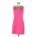 Eliza J Casual Dress - Shift High Neck Sleeveless: Pink Solid Dresses - Women's Size 6