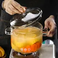 Pot à soupe en verre transparent avec couvercle degrés de chaleur chauffage au micro-ondes poêle