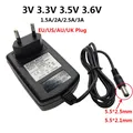 Adaptateur d'alimentation AC/DC 3.3V 3.5V 3.6 V 5.5x2.5mm 110V 220V à 3.6 Volt Pipeline 1.5A