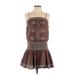 BCBGMAXAZRIA Casual Dress - Mini Square Sleeveless: Brown Dresses - Women's Size 4