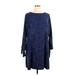 Hutch Casual Dress - A-Line High Neck 3/4 sleeves: Blue Dresses - Women's Size 2X