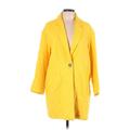 Zara Basic Jacket: Mid-Length Yellow Print Jackets & Outerwear - Women's Size Small