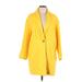 Zara Basic Jacket: Mid-Length Yellow Print Jackets & Outerwear - Women's Size Small