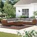 Lark Manor™ Ambroselli 8 Piece Sectional Seating Group w/ Cushions Synthetic Wicker/All - Weather Wicker/Wicker/Rattan in Brown | Outdoor Furniture | Wayfair