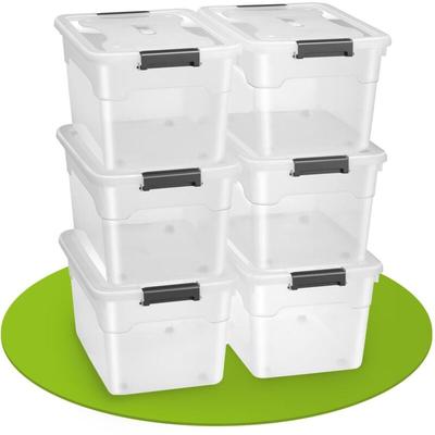 Aufbewahrungsbox mit Deckel - Kunststoff Boxen groß, stapelbar, transparent - Box Aufbewahrung Image