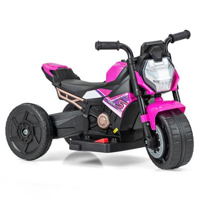 Costway Kids Ride-on Motorcycle 6V Battery Powered Motorbike with Detachable Training Wheels-Pink