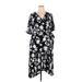 Lane Bryant Casual Dress - Wrap: Black Floral Motif Dresses - Women's Size 18 Plus