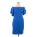 Lauren by Ralph Lauren Casual Dress - Mini Open Neckline Short sleeves: Blue Print Dresses - Women's Size 14