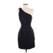 BCBGeneration Cocktail Dress - Party One Shoulder Sleeveless: Black Solid Dresses - Women's Size 2