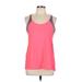 Avia Active Tank Top: Pink Color Block Activewear - Women's Size Large
